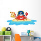 Pirate Crab Holding a Treasure Map on Island Wall Decal