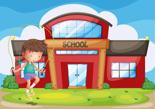 Girl Playing Front School
