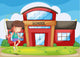 Girl Playing Front School