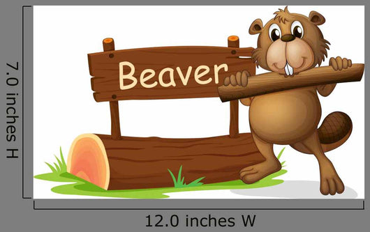 A Beaver Beside the Wooden Signboard Wall Decal