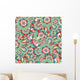 Seamless Green and Red Paisley Pattern Wall Decal
