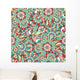 Seamless Green and Red Paisley Pattern Wall Decal