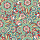 Seamless Green and Red Paisley Pattern Wall Decal