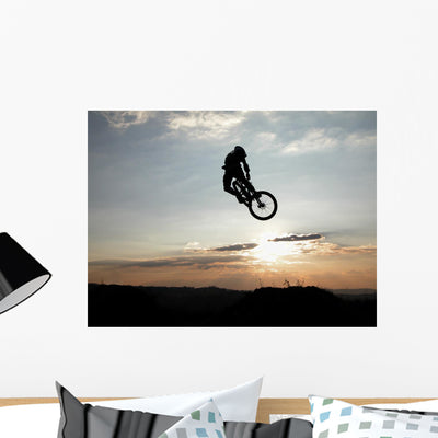 Mountain Bike Jump Wall Mural shown on a wall