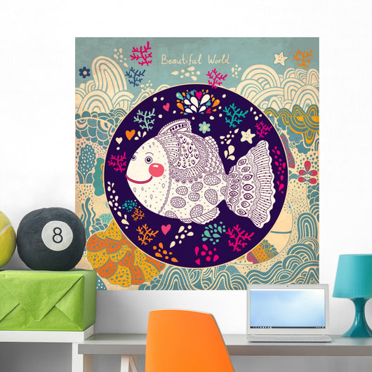 Vector Illustration with Fish