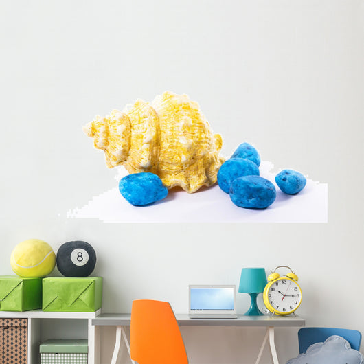 Sea Shell with Blue Stones Wall Mural