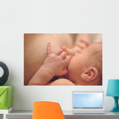 Breastfeeding New Mom shown on a wall