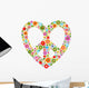 Heart Peace Symbol With Floral Pattern Wall Decal