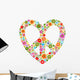 Heart Peace Symbol With Floral Pattern Wall Decal