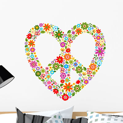 Heart Peace Symbol with Wall Decal shown on a wall