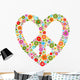 Heart Peace Symbol With Floral Pattern Wall Decal