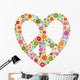 Heart Peace Symbol With Floral Pattern Wall Decal