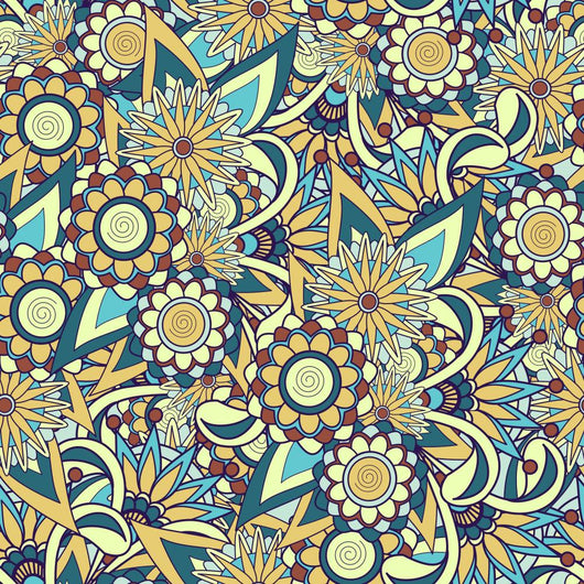 Seamless Blue Paisley Pattern Wall Decal