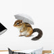 Funny chipmunk with umbrella on white Wall Decal