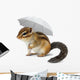 Funny chipmunk with umbrella on white Wall Decal