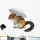 Funny chipmunk with umbrella on white Wall Decal