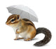 Funny chipmunk with umbrella on white Wall Decal