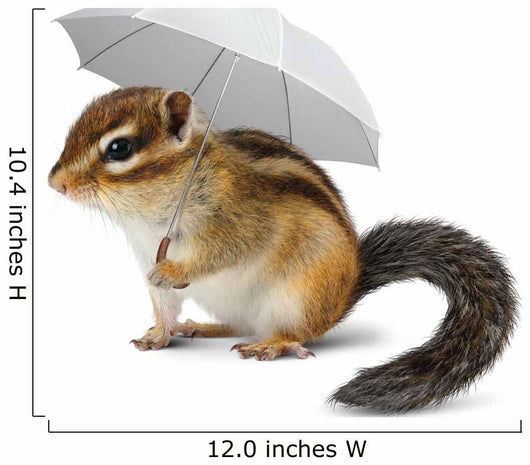 Funny chipmunk with umbrella on white Wall Decal