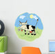 Funny Cartoon Cow Green Wall Decal