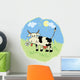 Funny Cartoon Cow Green Wall Decal