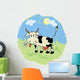 Funny Cartoon Cow Green Wall Decal