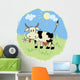 Funny Cartoon Cow Green Wall Decal