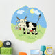 Funny Cartoon Cow Green Wall Decal
