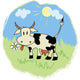Funny Cartoon Cow Green Wall Decal