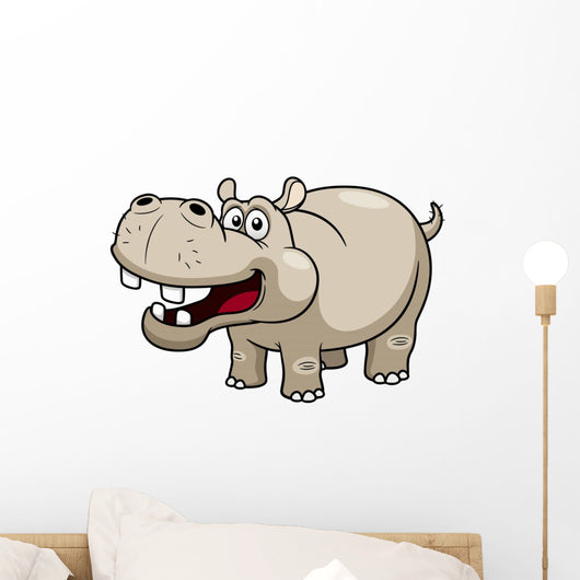 illustration of Cartoon Hippopotamus Wall Decal