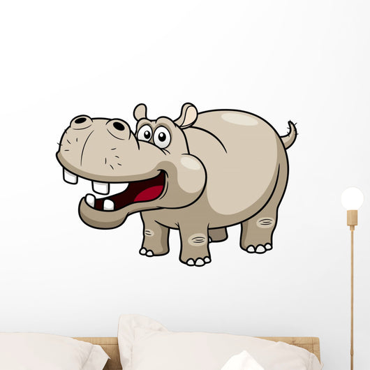 illustration of Cartoon Hippopotamus Wall Decal