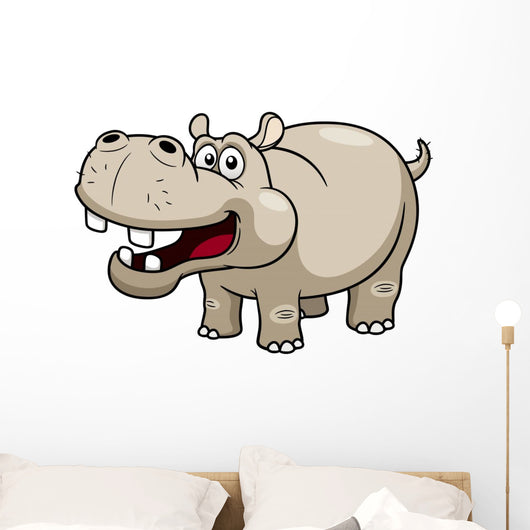 illustration of Cartoon Hippopotamus Wall Decal