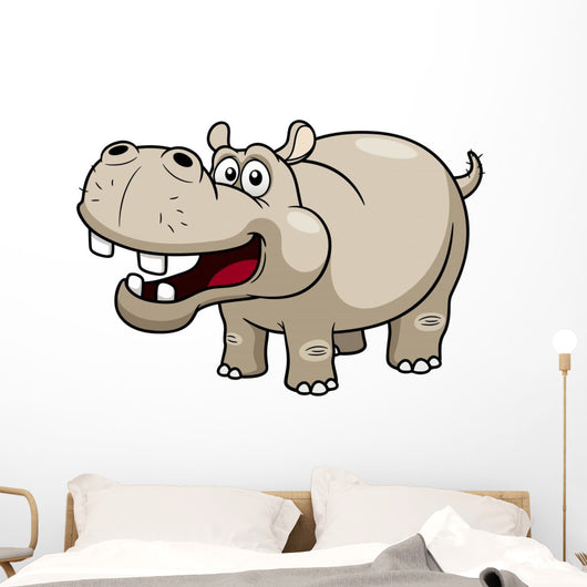 illustration of Cartoon Hippopotamus Wall Decal