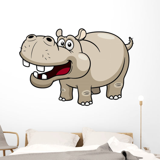 illustration of Cartoon Hippopotamus Wall Decal