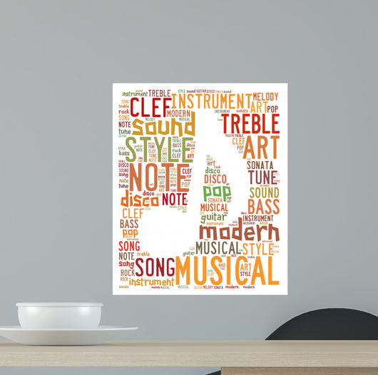 Words cloud illustration for music concept Wall Mural