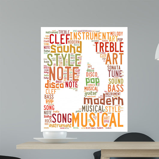 Words cloud illustration for music concept Wall Mural