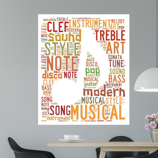 Words cloud illustration for music concept Wall Mural