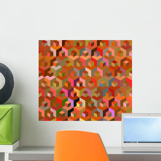 Seamless Multicolored Cubes Pattern Wall Decal