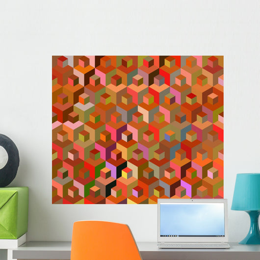 Seamless Multicolored Cubes Pattern Wall Decal
