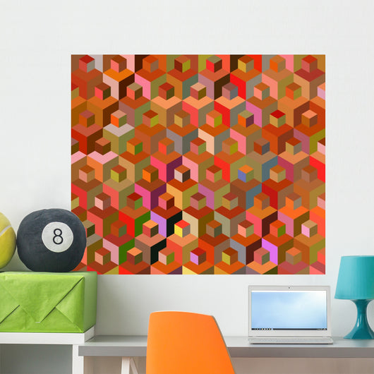 Seamless Multicolored Cubes Pattern Wall Decal