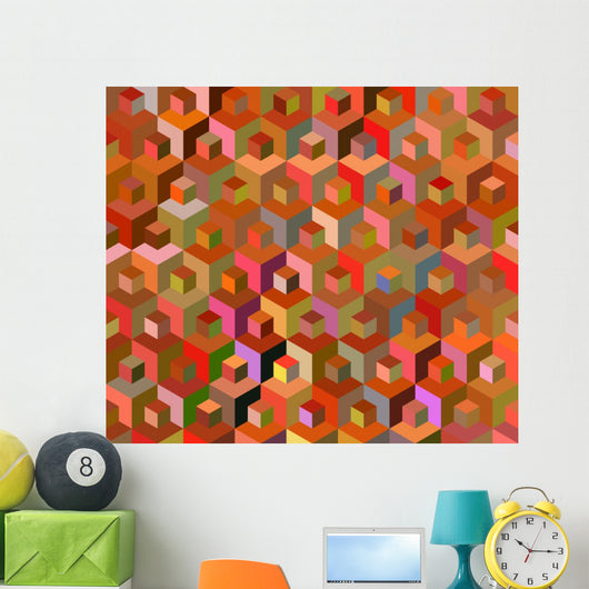 Seamless Multicolored Cubes Pattern Wall Decal