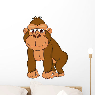 Cute Gorilla Wall Decal shown on a wall