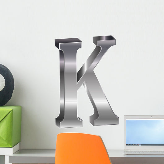 K Alphabet Silver 3D