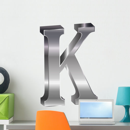 K Alphabet Silver 3D