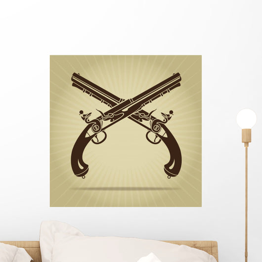 Vintage Crossed Flintlock Pistols