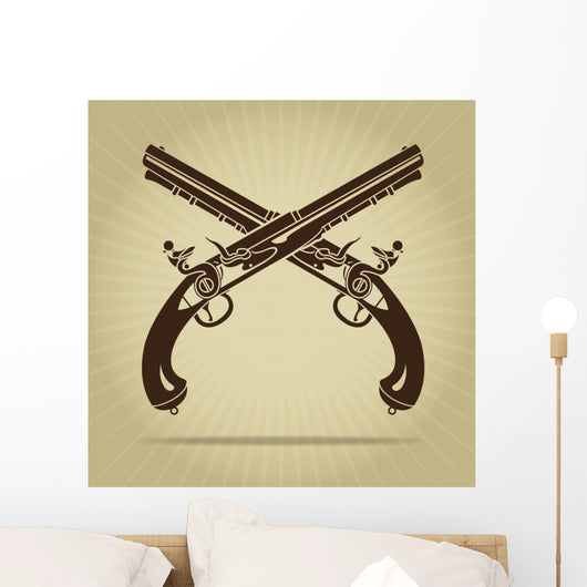 Vintage Crossed Flintlock Pistols