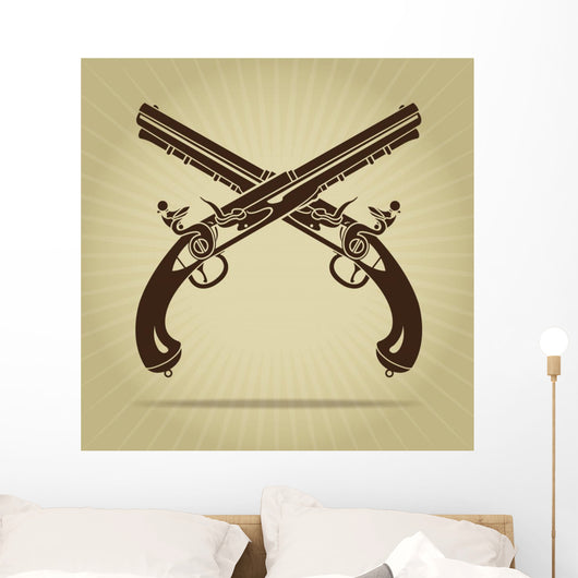 Vintage Crossed Flintlock Pistols