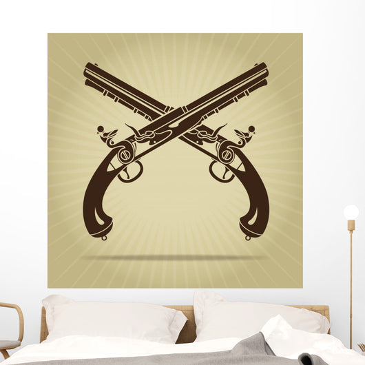 Vintage Crossed Flintlock Pistols
