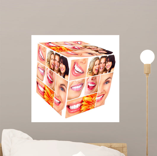 Woman Smile Cube Collage Wall Decal
