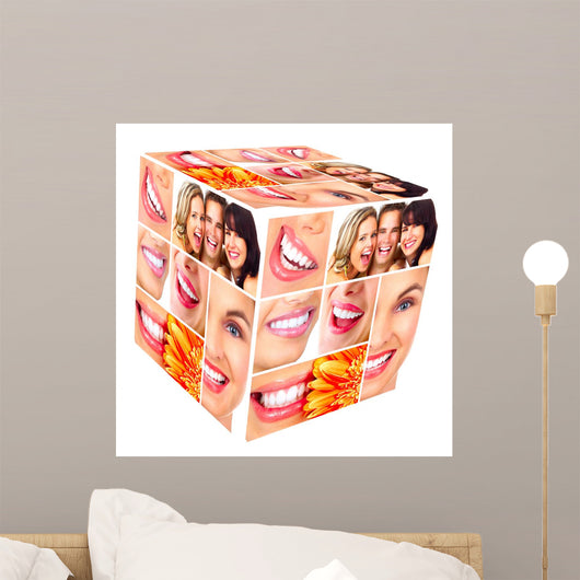 Woman Smile Cube Collage Wall Decal