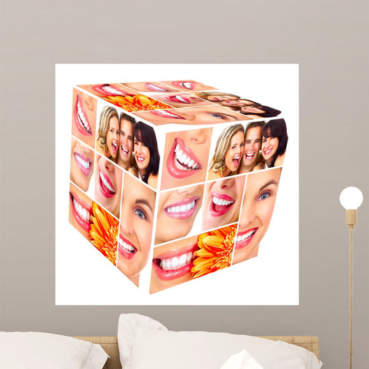 Woman Smile Cube Collage Wall Decal